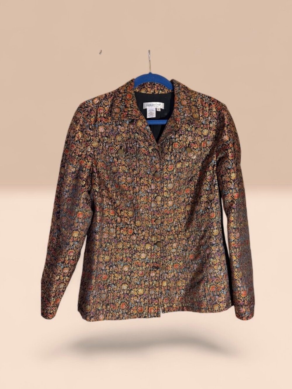 VTG Coldwater Creek Women's Multicolor Chintz Tapestry Blazer Jacket Sz M